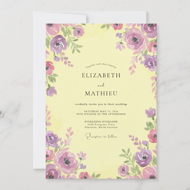 Pale Yellow Vivid Spring Wedding Invitation (Front)