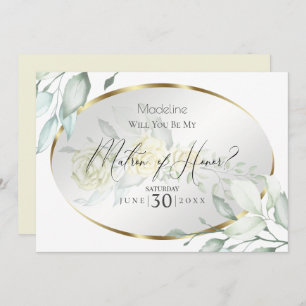 Pale Yellow Watercolor Roses Matron of Honour Invitation