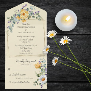 Pale Yellow with Wildflowers All In One Invitation