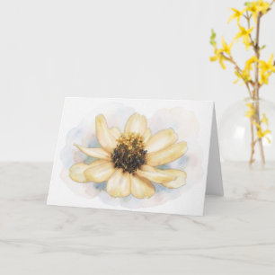 Pale Yellow Zinnia Flower Art Note Card