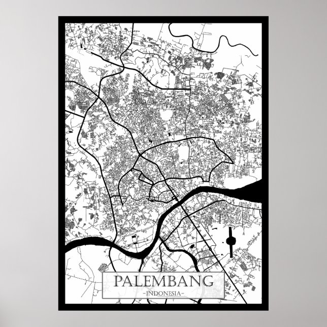 Palembang Indonesia City Map Poster (Front)