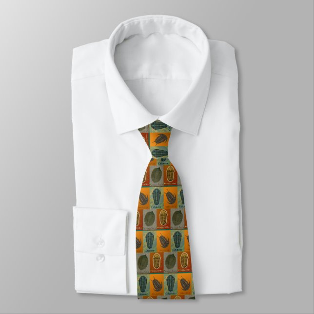 "Paleo-chic" Four Fossil Trilobite Autumn Colours Tie (Tied)