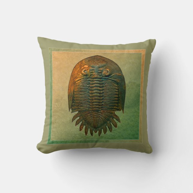 "Paleo-chic" Neometacanthus Fossil Trilobite Cushion (Front)
