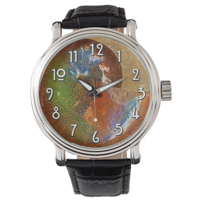 "Paleo-chic" Opalised  Sphenodiscus Ammonite Shell Watch (Front)