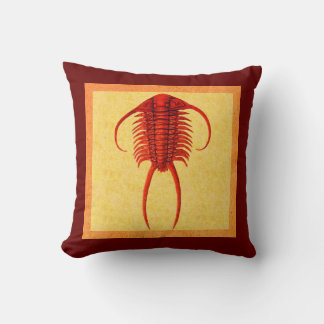"Paleo-chic" Red Paraceraurus Fossil Trilobite Cushion