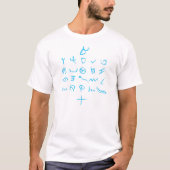 Paleo Hebrew Alphabet Hand Drawn Font Sky-Blue T-Shirt (Front)