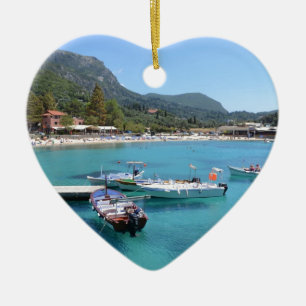 Paleokastritsa Beach, Corfu Ceramic Tree Decoration