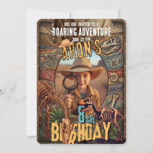 Paleontologist Dino Excavation Birthday Photo Invitation