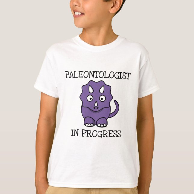 Paleontologist In Progress Purple Triceratops Boys T-Shirt (Front)