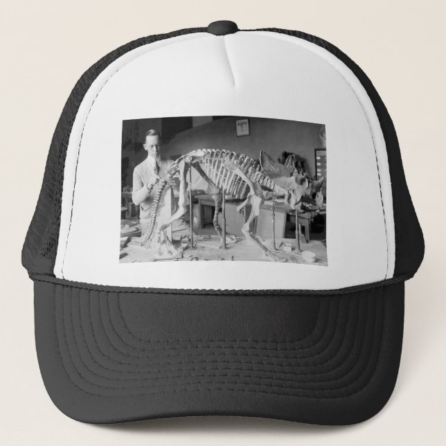 Paleontology Scientist Baby Dinosaur Vintage Trucker Hat (Front)