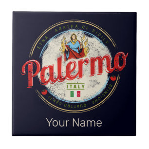 Palermo Capital Of Sicily Italy Vintage Souvenir Tile