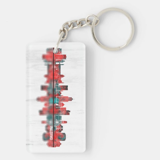 Palermo Italy Skyline Key Ring (Back)