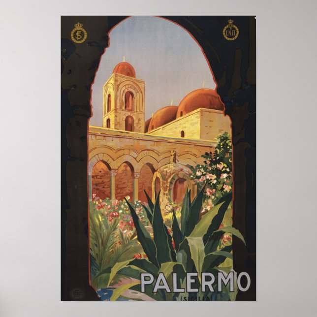 Palermo Italy Vintage Doorway Art Poster Print (Front)
