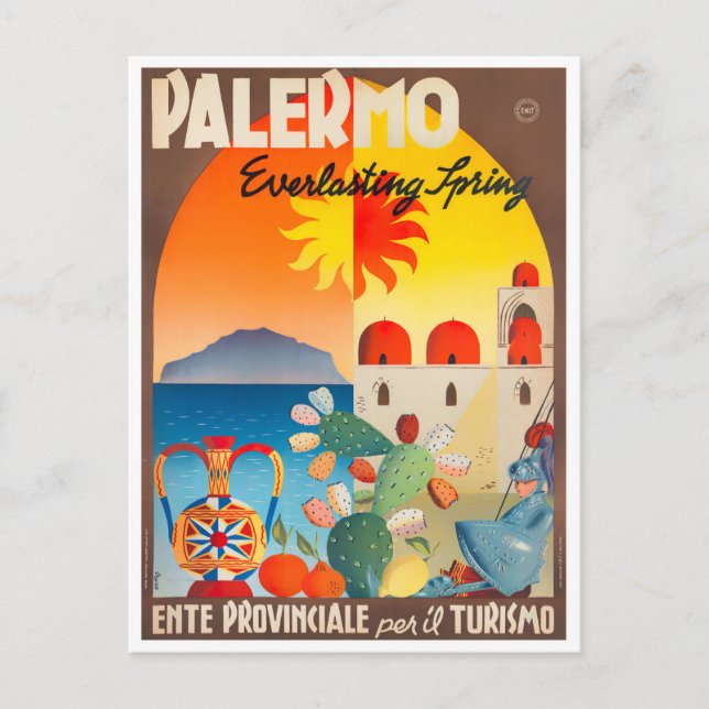 Palermo Italy vintage travel Postcard (Front)