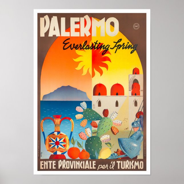 Palermo Italy vintage travel Poster (Front)