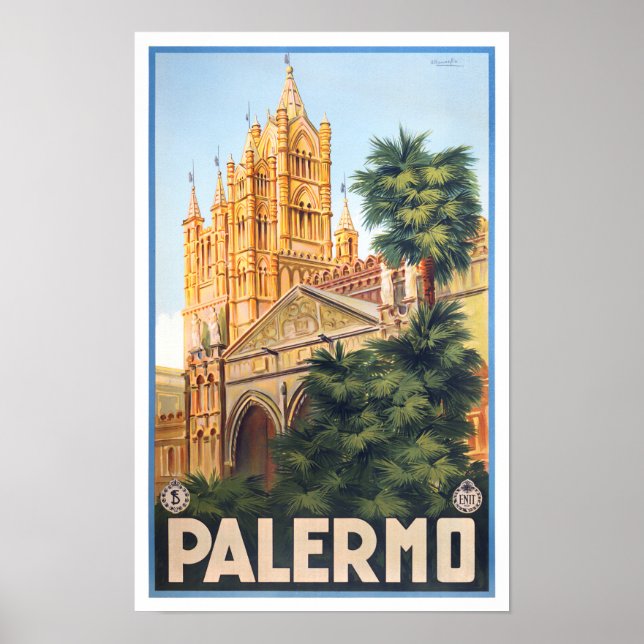 Palermo Italy vintage travel Poster (Front)