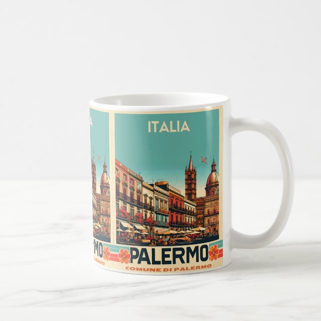 Palermo sicily italian vintage souvenir gifts coffee mug (Right)
