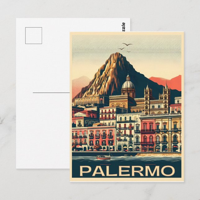 Palermo sicily italian vintage souvenir gifts postcard (Front/Back)
