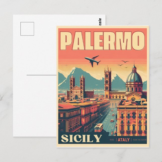 Palermo sicily italian vintage souvenir gifts postcard (Front/Back)