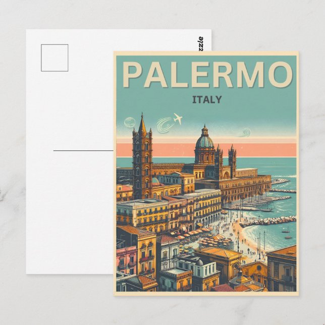 Palermo sicily italian vintage souvenir gifts postcard (Front/Back)