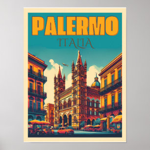 Palermo sicily italian vintage souvenir gifts poster