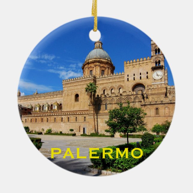 Palermo Sicily Picture Christmas Ornament (Back)