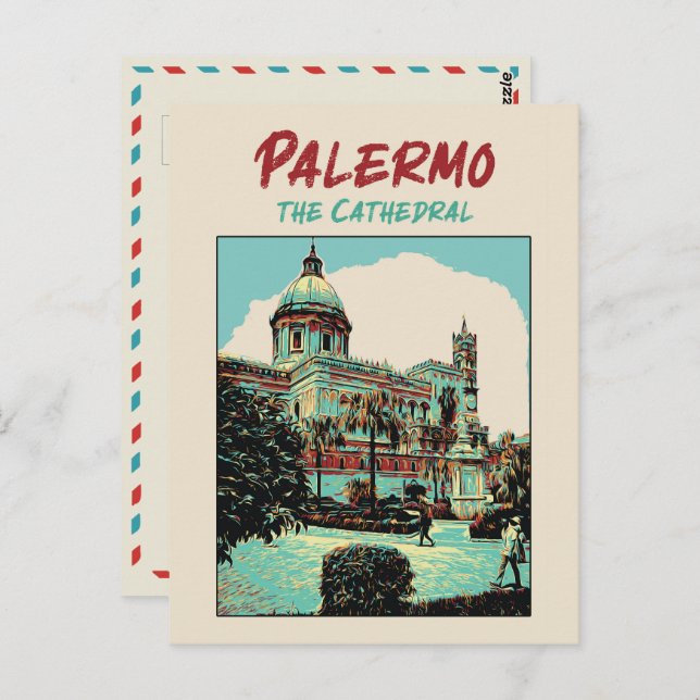 Palermo, The Cathedral illustration Sicily Italy P Postcard (Front/Back)
