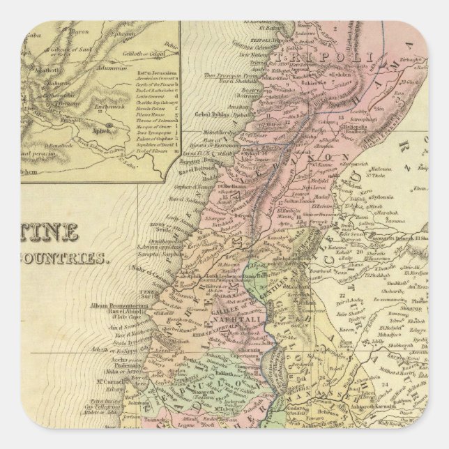 Palestine & Adjacent Countries Square Sticker (Front)