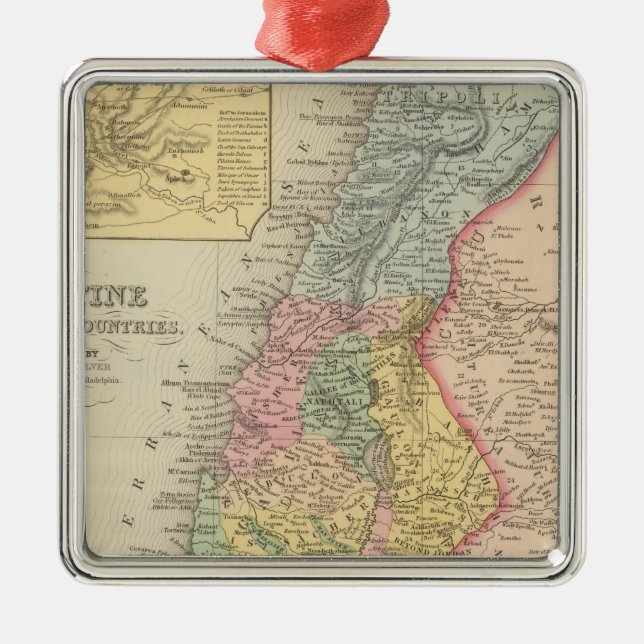 Palestine and Adjacent Countries 2 Metal Tree Decoration (Front)