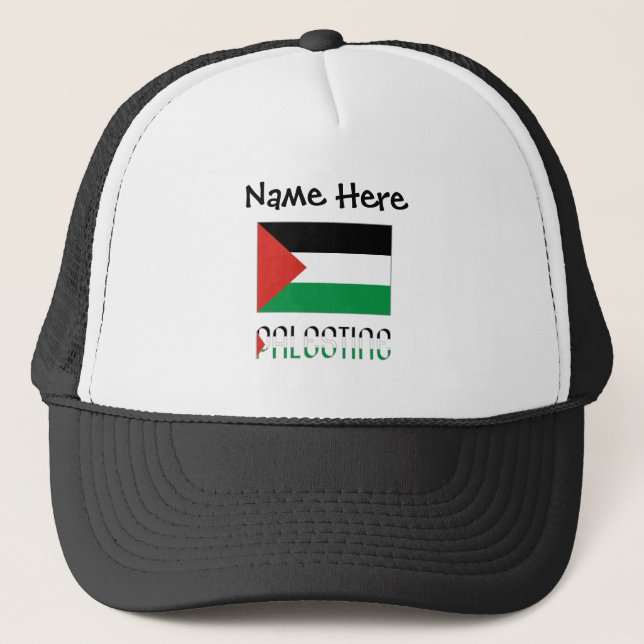 Palestine and Palestinian Flag Personalised  Trucker Hat (Front)