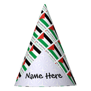 Palestine and Palestinian Flag Tiled Personalised  Party Hat