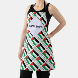 Palestine and Palestinian Flag Tiled with Your Nam Apron