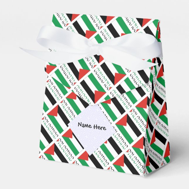 Palestine and Palestinian Flag Tiled with Your Nam Favour Box (Front Side)