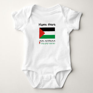 Palestine and Palestinian Flag with Your Name Baby Bodysuit