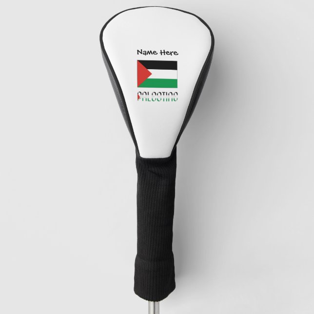 Palestine and Palestinian Flag with Your Name Golf Head Cover (Front)