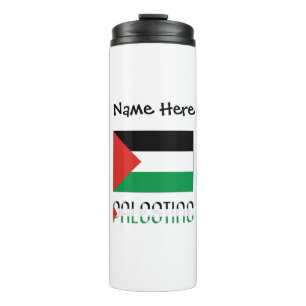 Palestine and Palestinian Flag with Your Name Thermal Tumbler