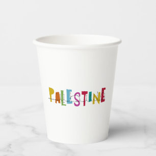 PALESTINE Arabic Name Colourful Paper Cups