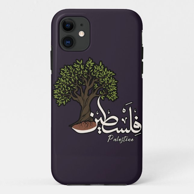Palestine Arabic word with Palestinian Olive Tree  Case-Mate iPhone Case (Back)
