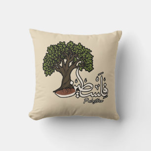 Palestine Arabic word with Palestinian Olive Tree  Cushion