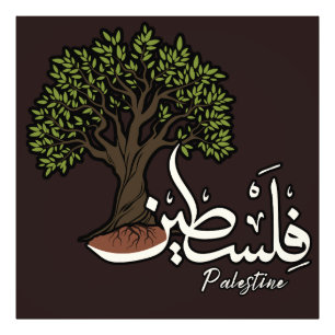 Palestine Arabic word with Palestinian Olive Tree Photo Print