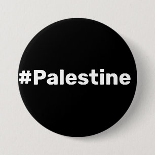 #Palestine basic simple text supporting Gaza  7.5 Cm Round Badge