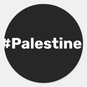 #Palestine basic simple text supporting Gaza  Classic Round Sticker