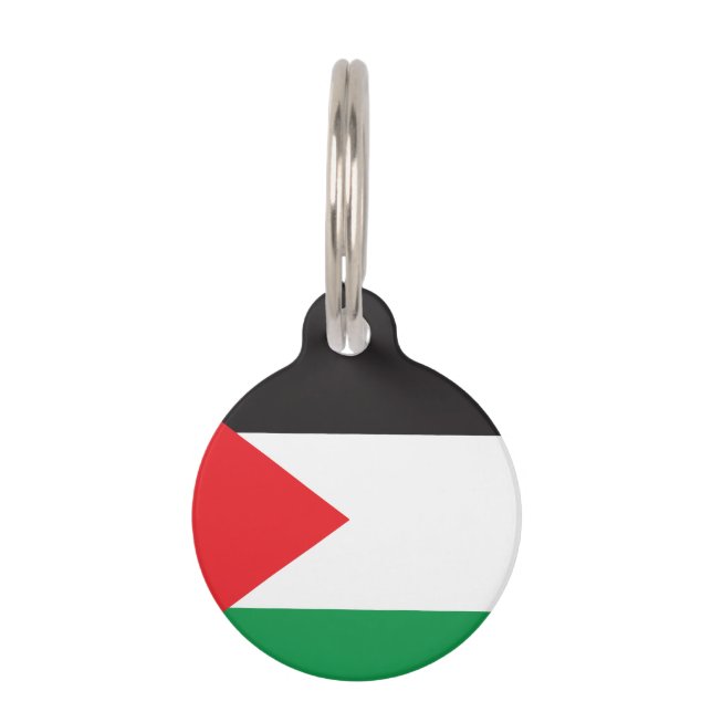 Palestine Button, Patriotic Palestinian Flag Pet Tag (Front)