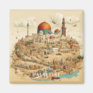 Palestine City Illustration Magnet