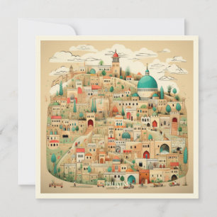 Palestine Cityscape Illustration Holiday Card