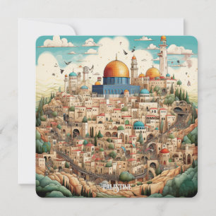 Palestine Cityscape Illustration Holiday Card