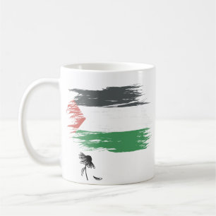 Palestine Coffee Mug   Distressed Flag, Sad Daisy