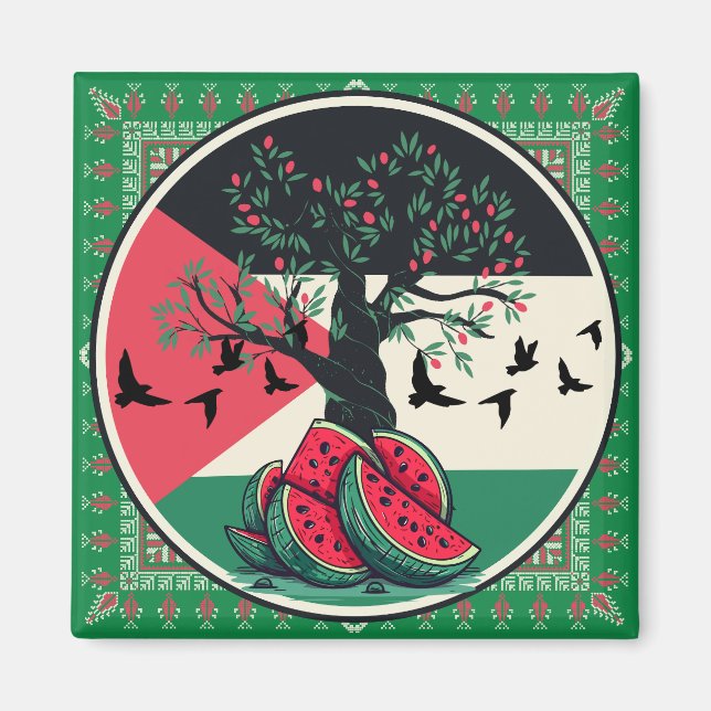palestine culuture | palestine watermelon, olive t magnet (Front)