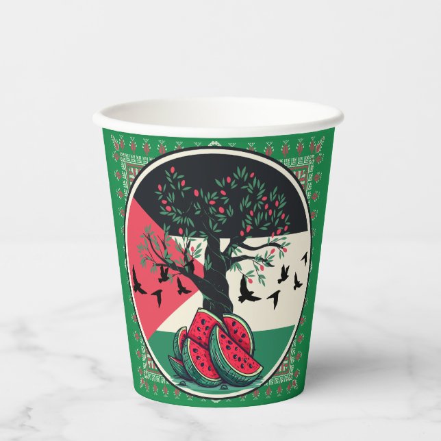 palestine culuture | palestine watermelon, olive t paper cups (Front)
