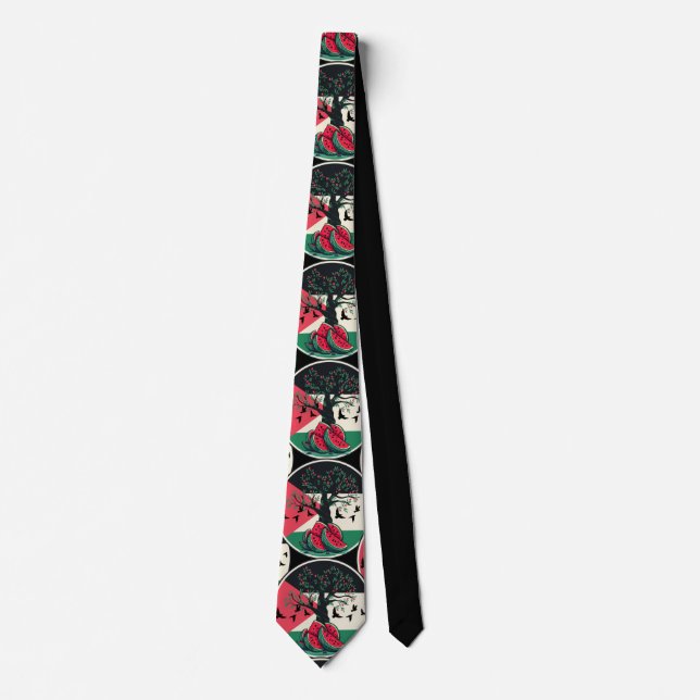 palestine culuture palestine watermelon olive tree tie (Front)
